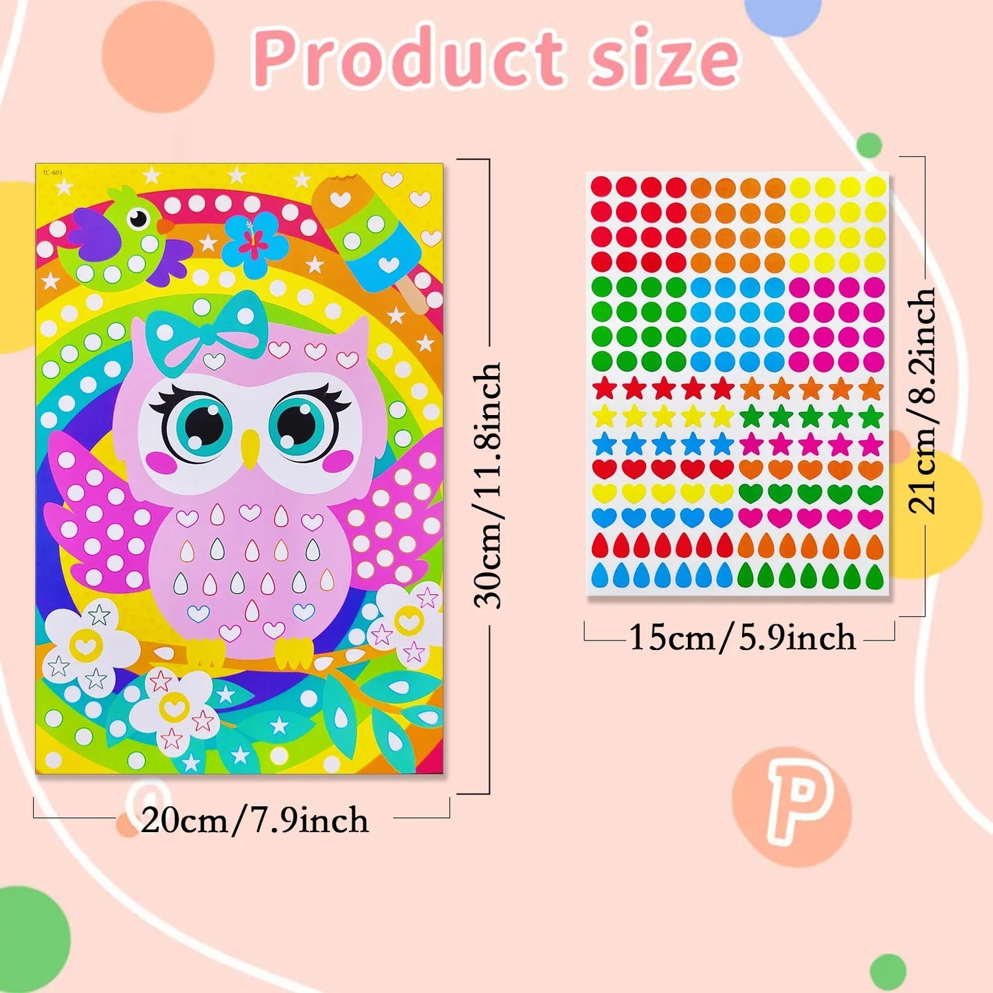 Children Dot Coloring Book DIY Color Dot Cartoon Animal Drawing Mosaic Puzzle Stickers Children Learn Creative