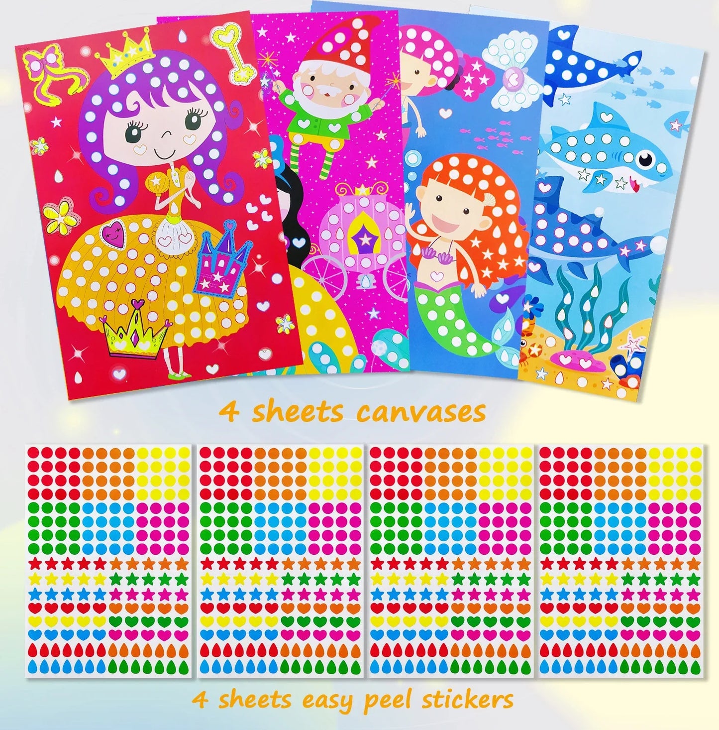 Children Dot Coloring Book DIY Color Dot Cartoon Animal Drawing Mosaic Puzzle Stickers Children Learn Creative