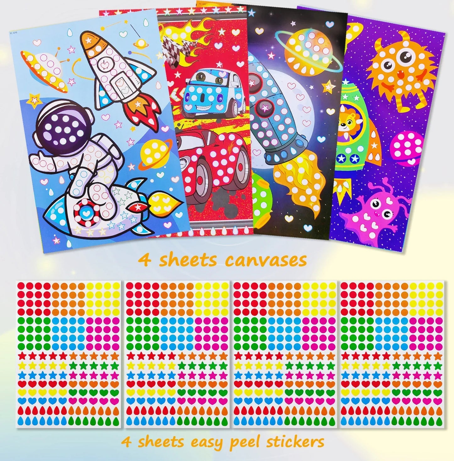 Children Dot Coloring Book DIY Color Dot Cartoon Animal Drawing Mosaic Puzzle Stickers Children Learn Creative
