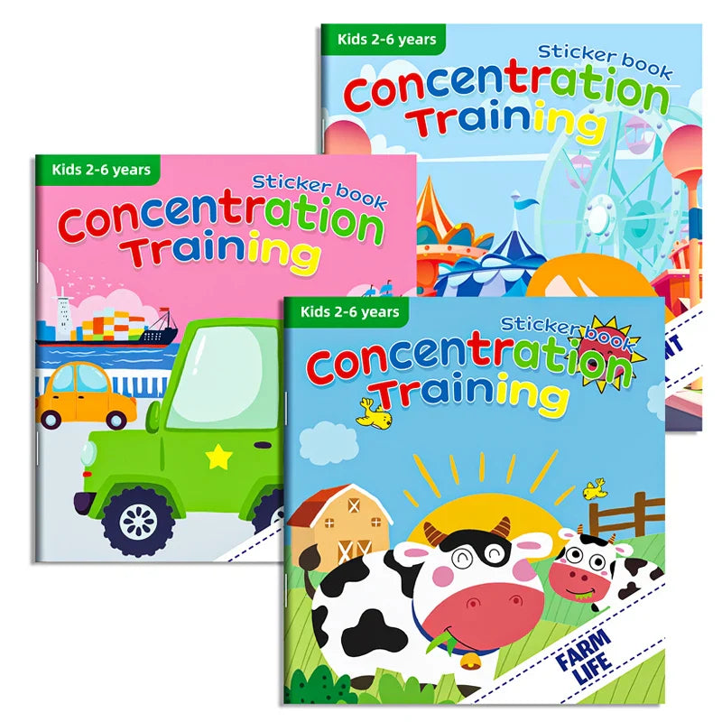 Children’s Reusable Stickers Books Cartoon Stationery Stickers for Kids Early Education Cartoon Cute Stickers