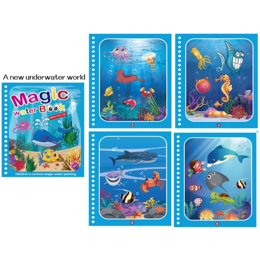 Magic water book montessori toys are reusable colored books magical water paintings children’s puzzle toys - random