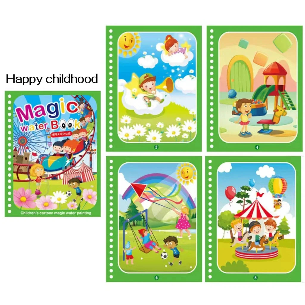 Magic water book montessori toys are reusable colored books magical water paintings children’s puzzle toys - random
