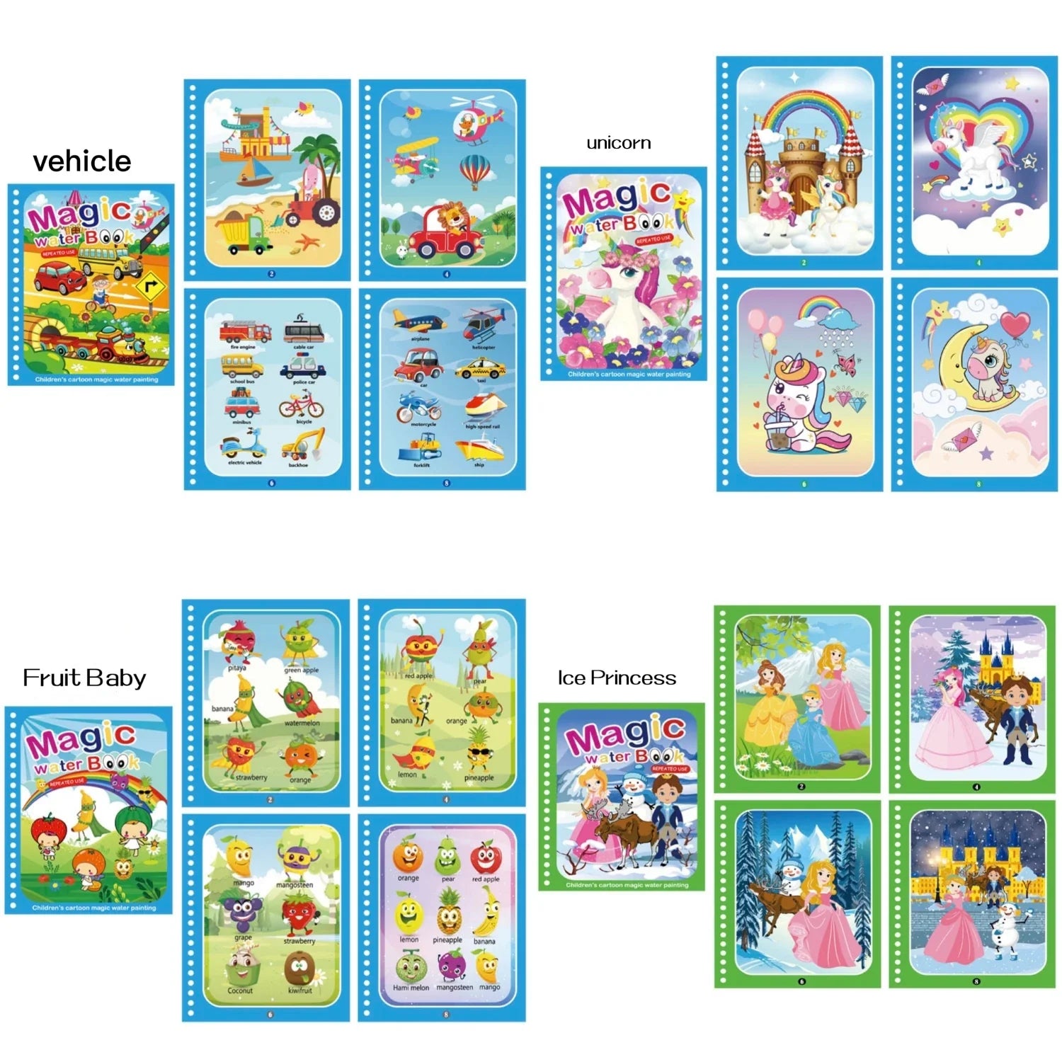 Magic water book montessori toys are reusable colored books magical water paintings children’s puzzle toys - random