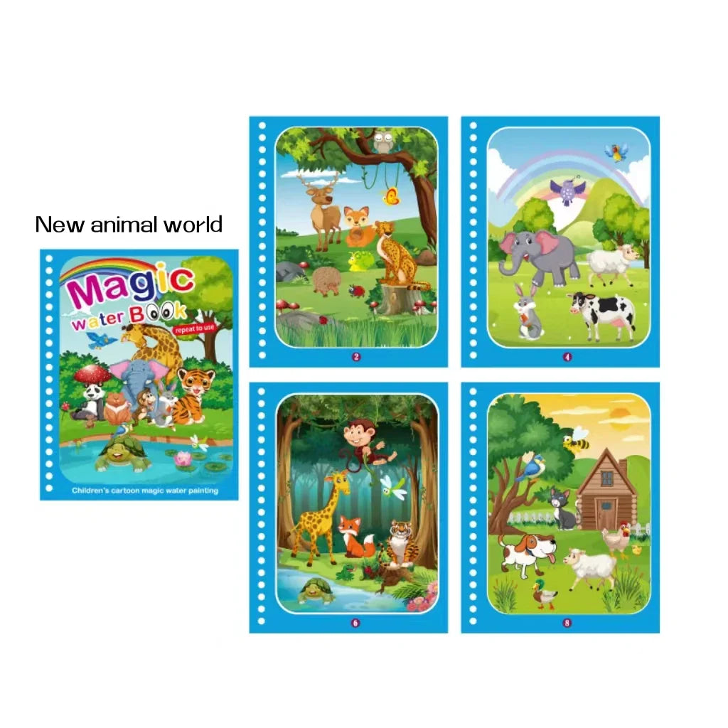 Magic water book montessori toys are reusable colored books magical water paintings children’s puzzle toys - random