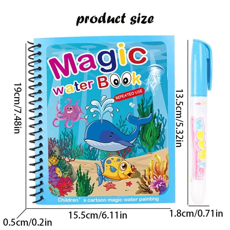 Magic water book montessori toys are reusable colored books magical water paintings children’s puzzle toys - random