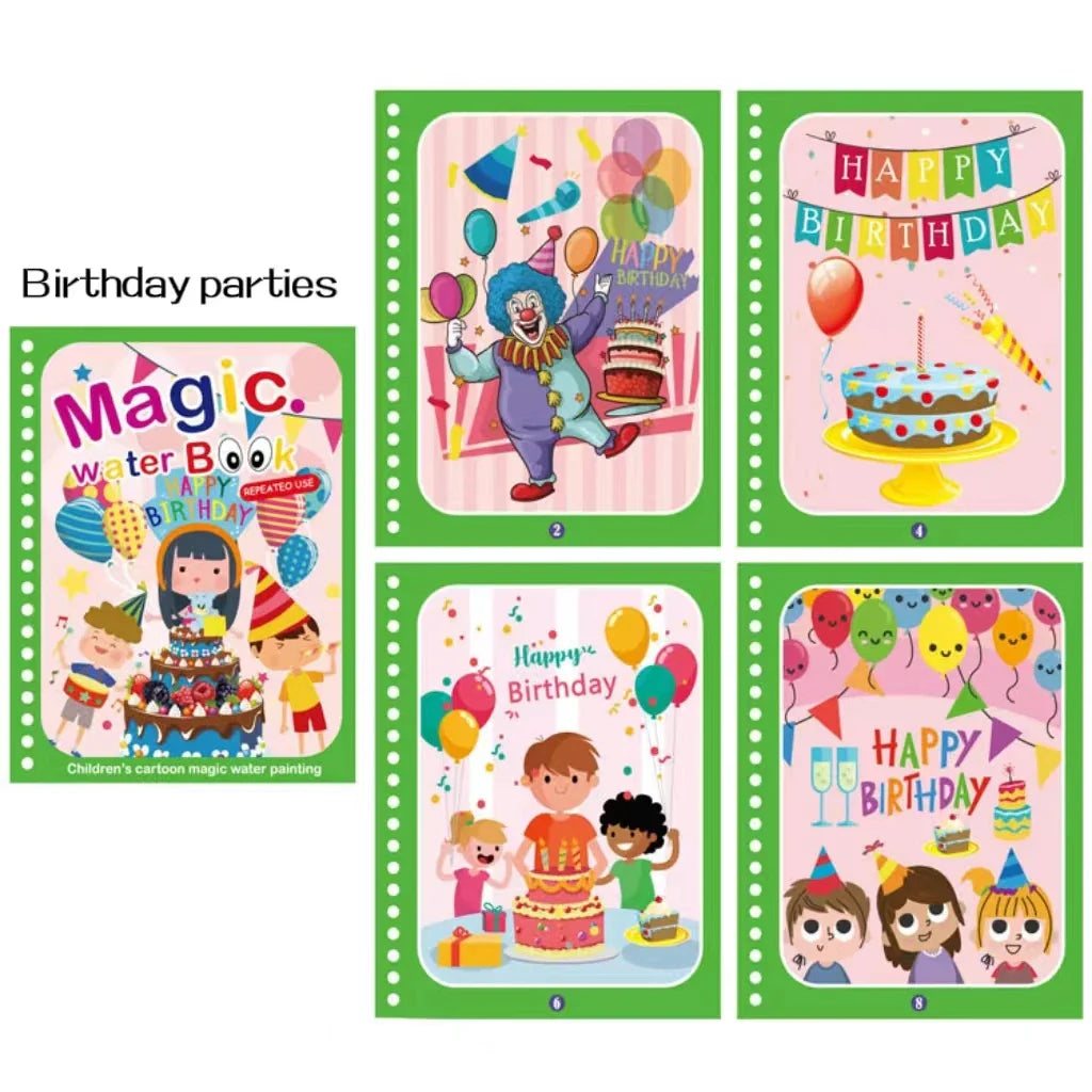 Magic water book montessori toys are reusable colored books magical water paintings children’s puzzle toys - random