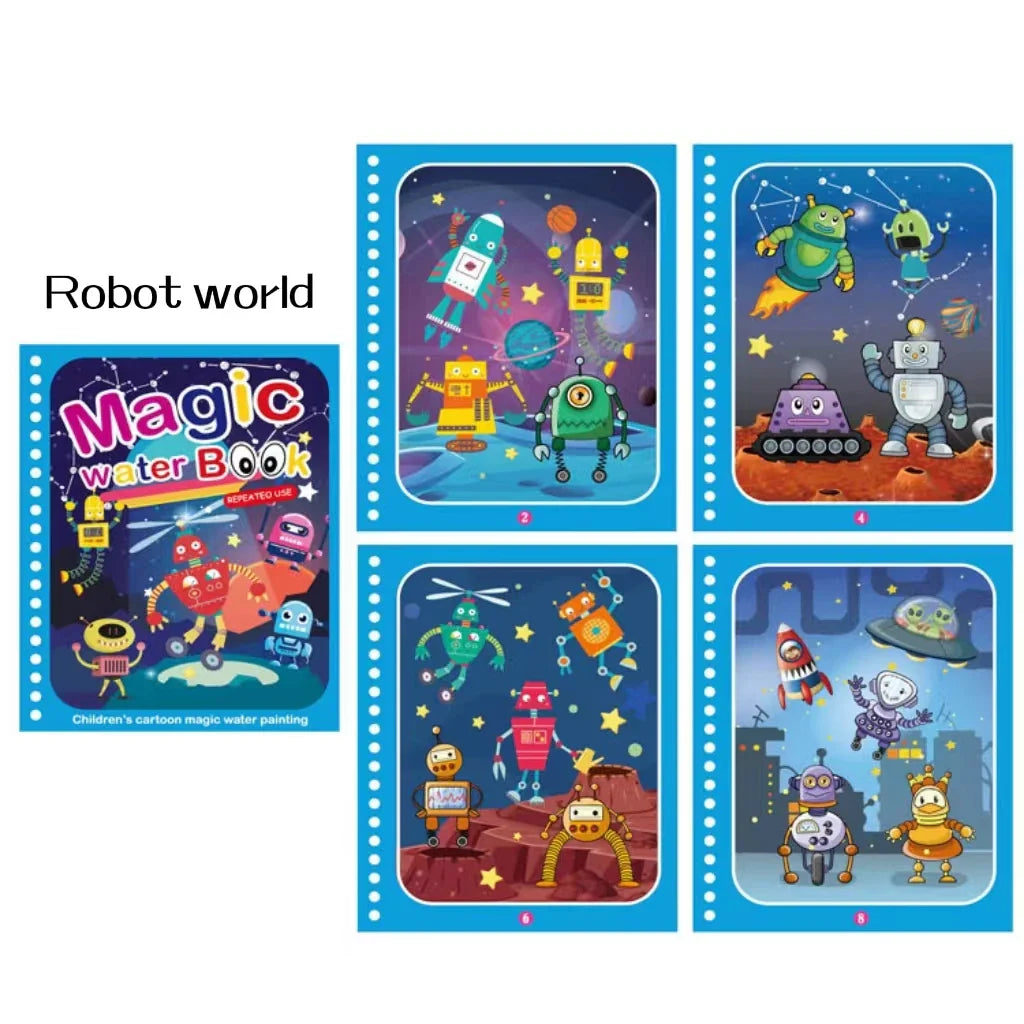 Magic water book montessori toys are reusable colored books magical water paintings children’s puzzle toys - random