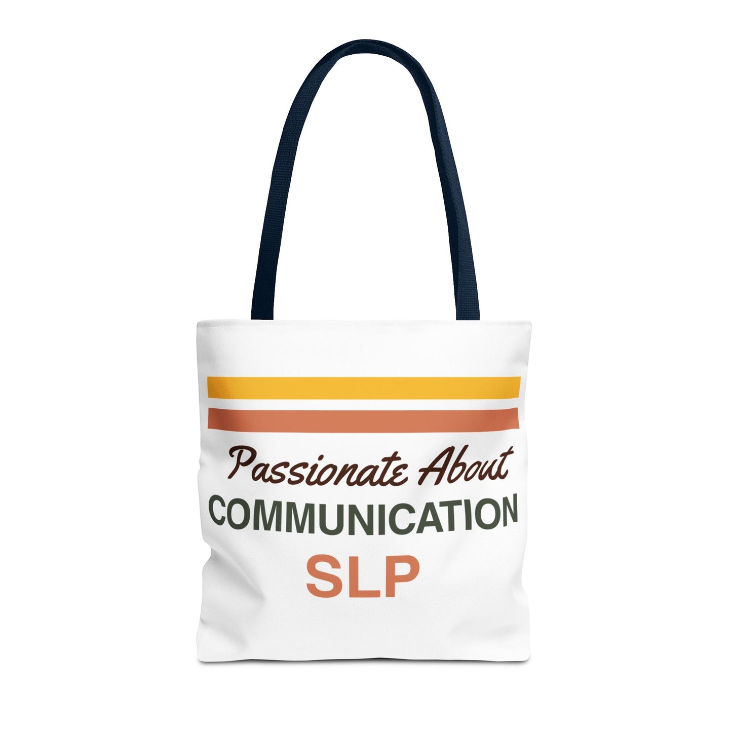 Passionate About Communication SLP Tote Bag - Perfect Gift for Speech-Language Pathologists - 16’’ × 16’’ / Navy - Bags