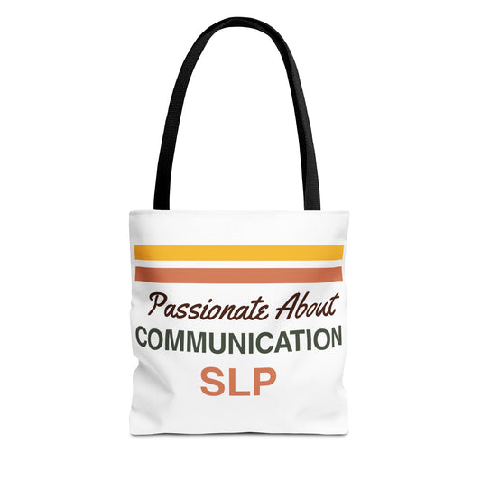Passionate About Communication SLP Tote Bag - Perfect Gift for Speech-Language Pathologists - 13’’ × 13’’ / Black - Bags