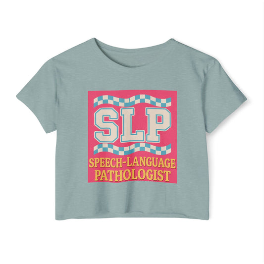 Preppy SLP Crop Top T-Shirt for Women’s Festival Fashion - XS / Stonewash Green - T-Shirt