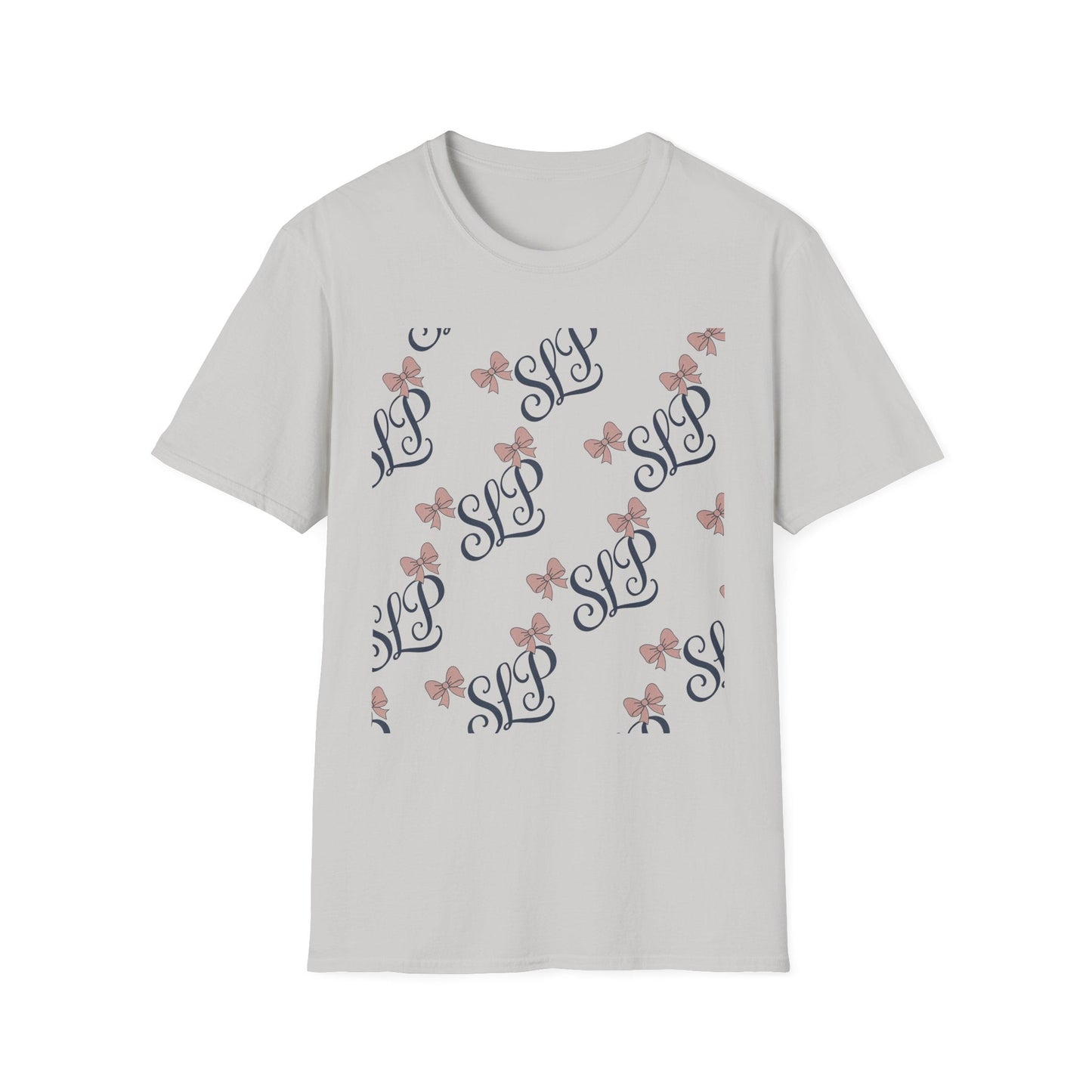 SLP Bow Tee - Softstyle T-Shirt for Speech Therapists - S / Ice Grey - T-Shirt