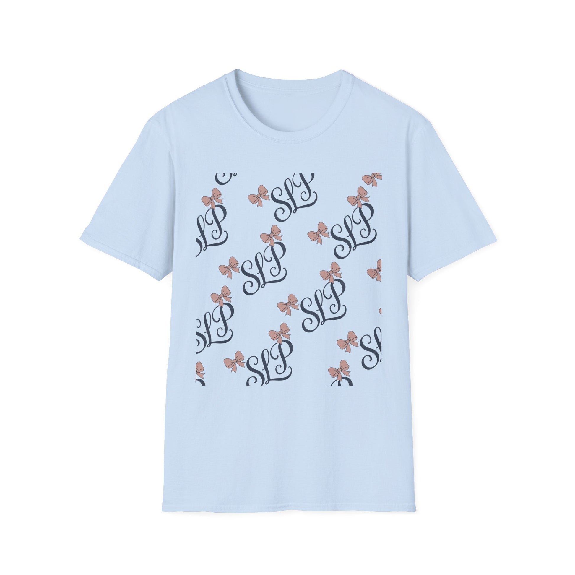 SLP Bow Tee - Softstyle T-Shirt for Speech Therapists - S / Light Blue - T-Shirt