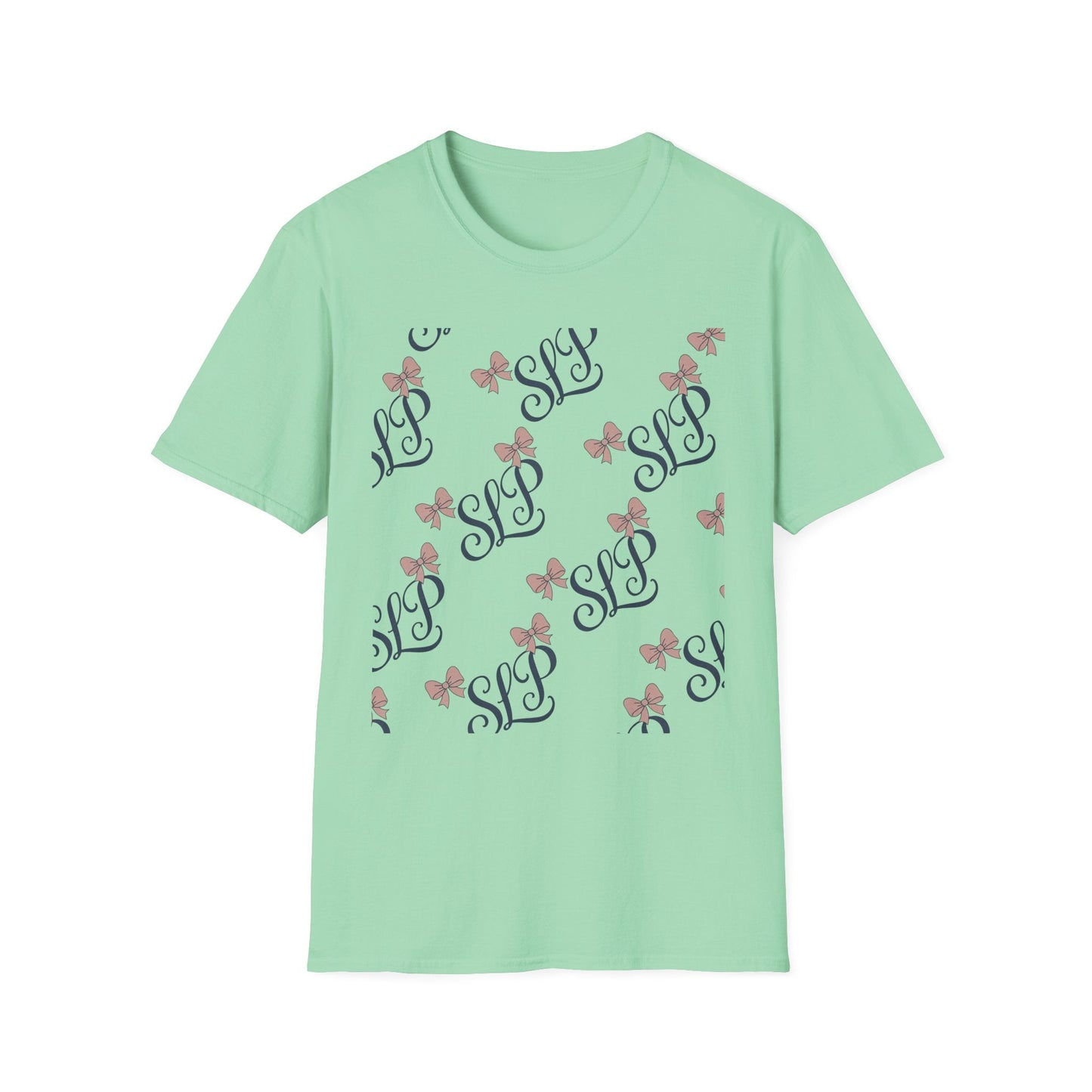 SLP Bow Tee - Softstyle T-Shirt for Speech Therapists - S / Mint Green - T-Shirt