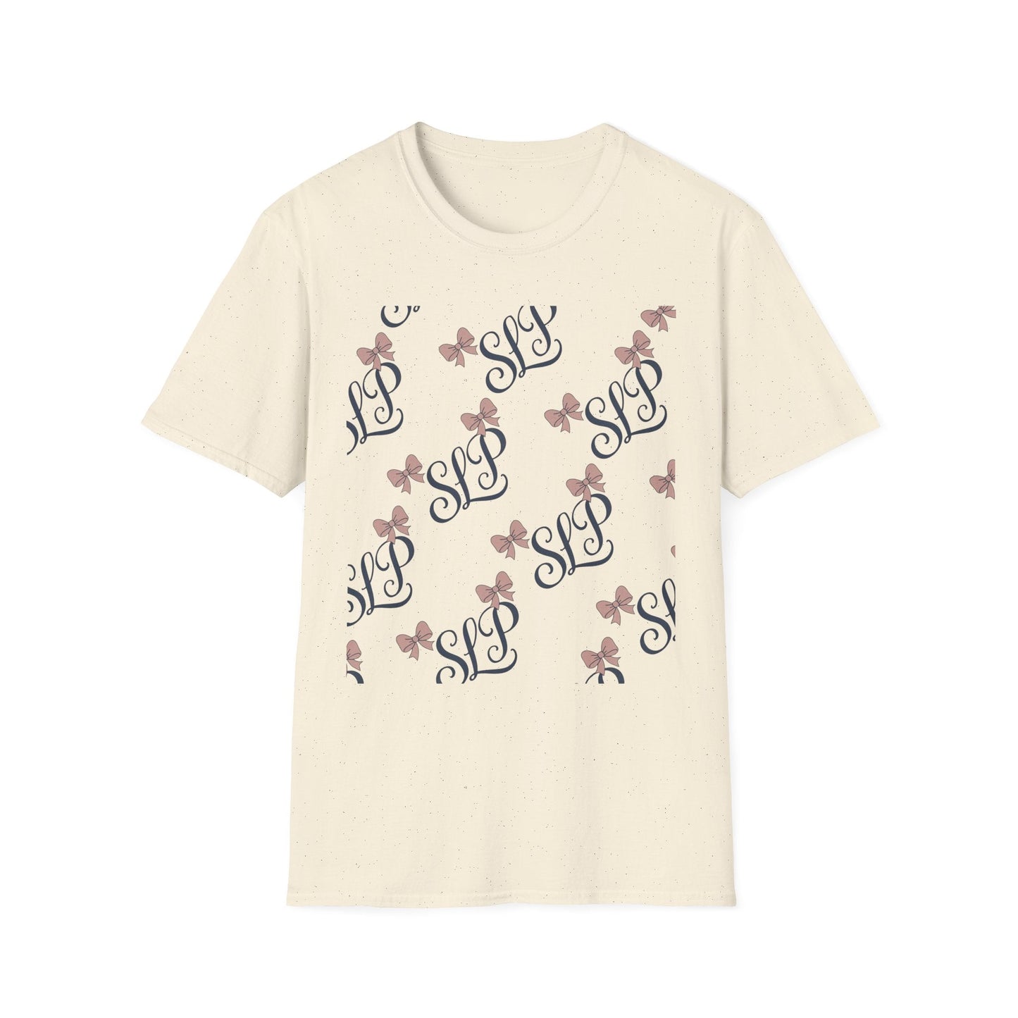 SLP Bow Tee - Softstyle T-Shirt for Speech Therapists - S / Natural - T-Shirt