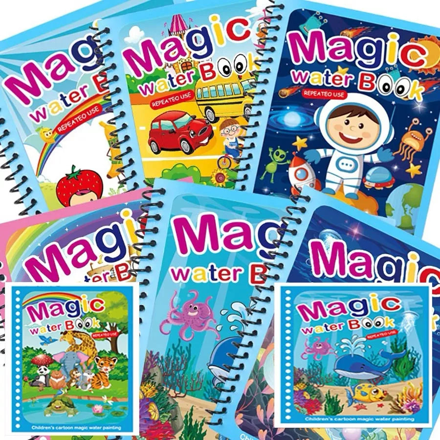 Magic water book montessori toys are reusable colored books magical water paintings children’s puzzle toys - random