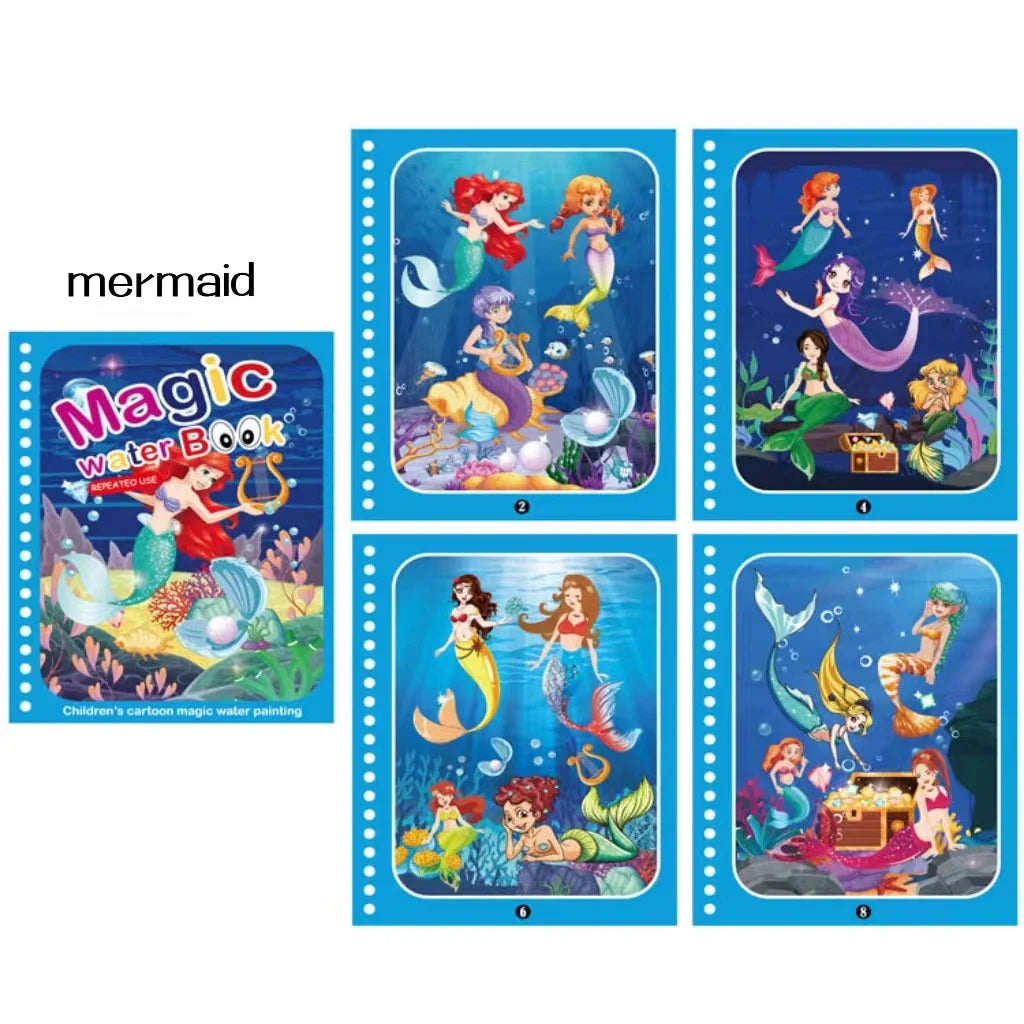 Magic water book montessori toys are reusable colored books magical water paintings children’s puzzle toys - random