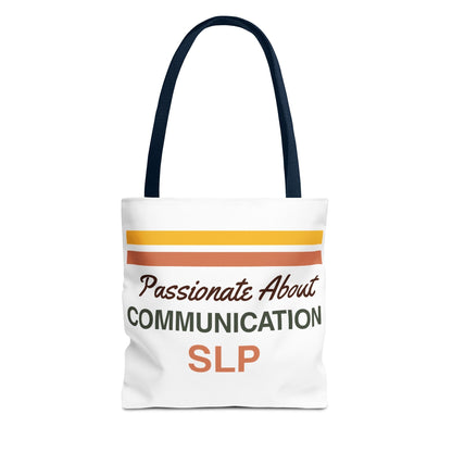 Passionate About Communication SLP Tote Bag - Perfect Gift for Speech-Language Pathologists - 13’’ × 13’’ / Navy - Bags