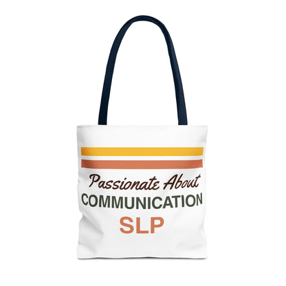 Passionate About Communication SLP Tote Bag - Perfect Gift for Speech-Language Pathologists - 16’’ × 16’’ / Navy - Bags