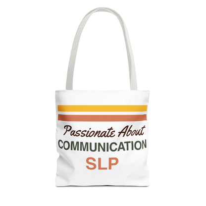 Passionate About Communication SLP Tote Bag - Perfect Gift for Speech-Language Pathologists - 13’’ × 13’’ / White - Bags