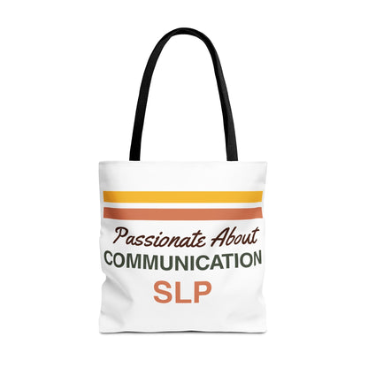 Passionate About Communication SLP Tote Bag - Perfect Gift for Speech-Language Pathologists - 18’’ × 18’’ / Black - Bags