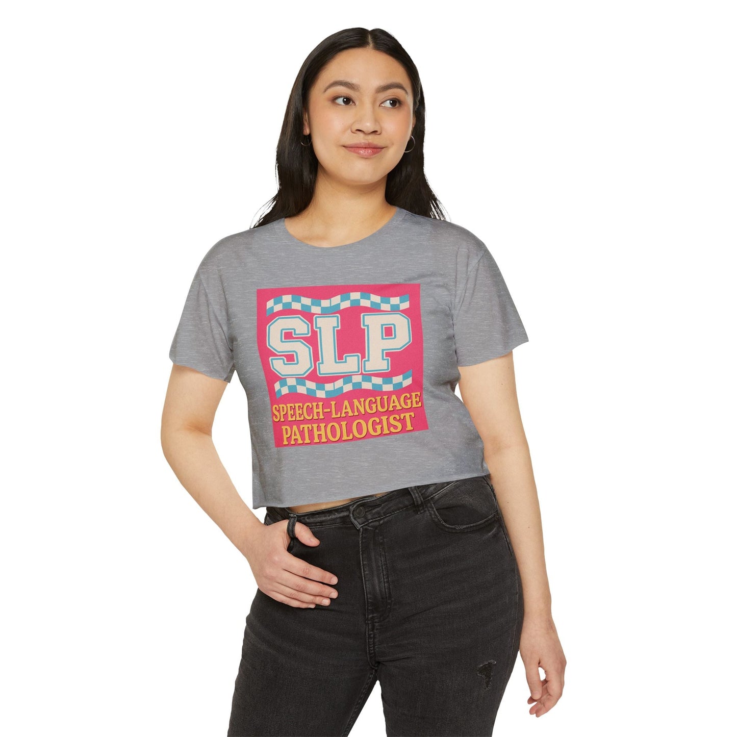 Preppy SLP Crop Top T-Shirt for Women’s Festival Fashion - T-Shirt