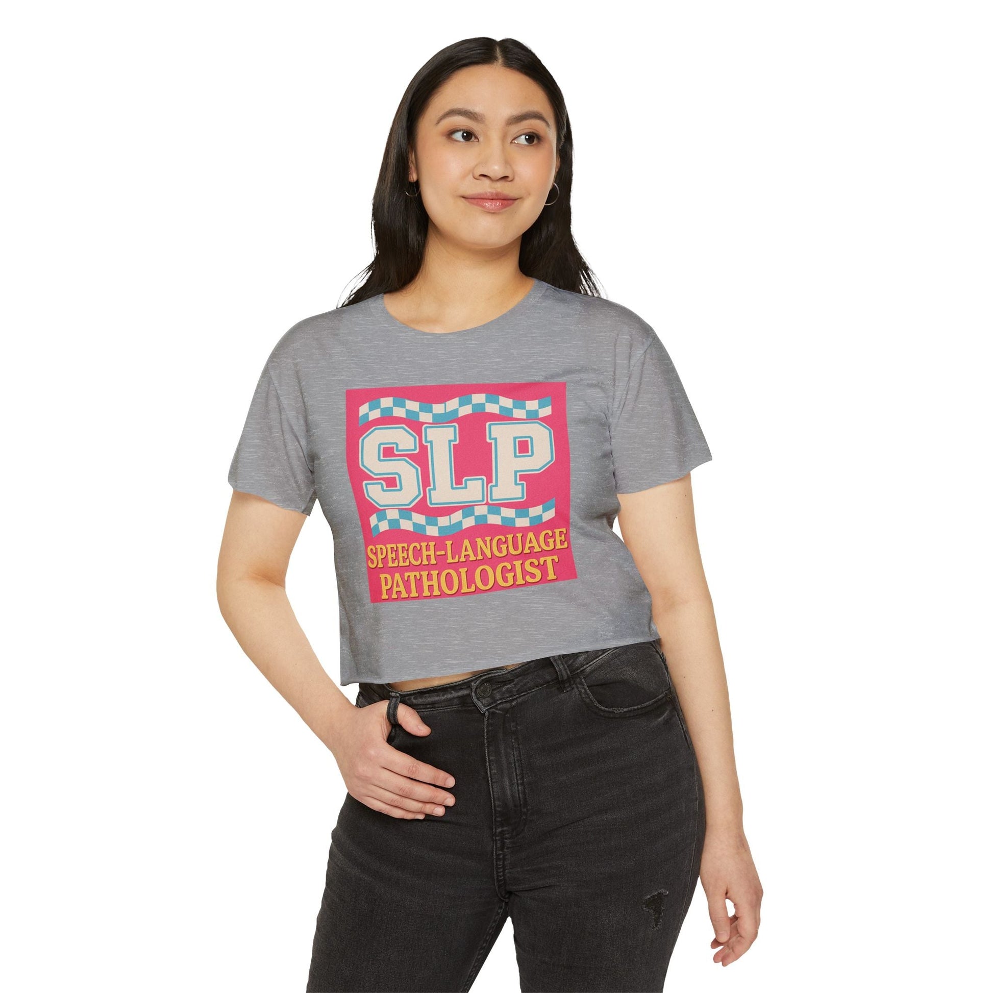 Preppy SLP Crop Top T-Shirt for Women’s Festival Fashion - T-Shirt