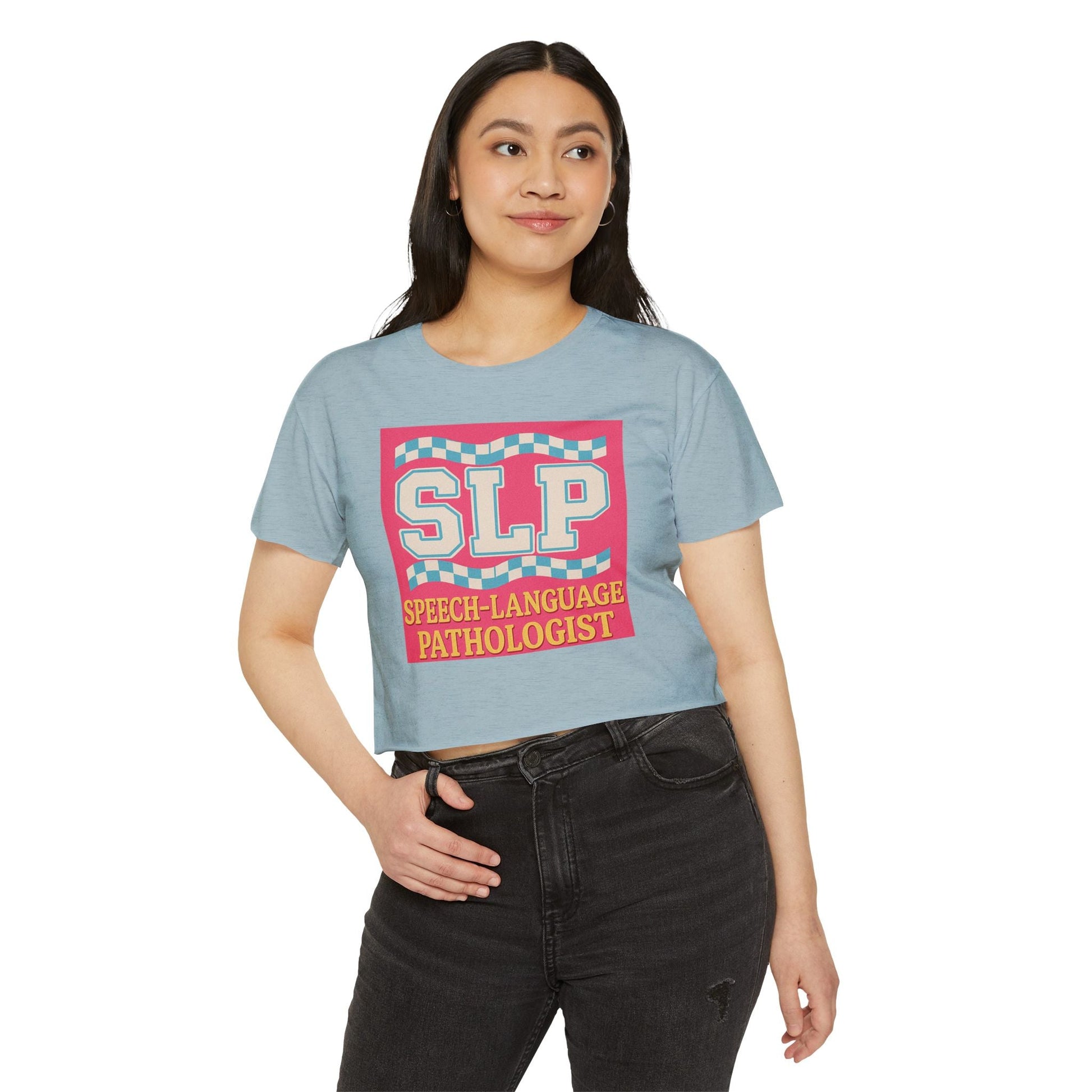 Preppy SLP Crop Top T-Shirt for Women’s Festival Fashion - T-Shirt