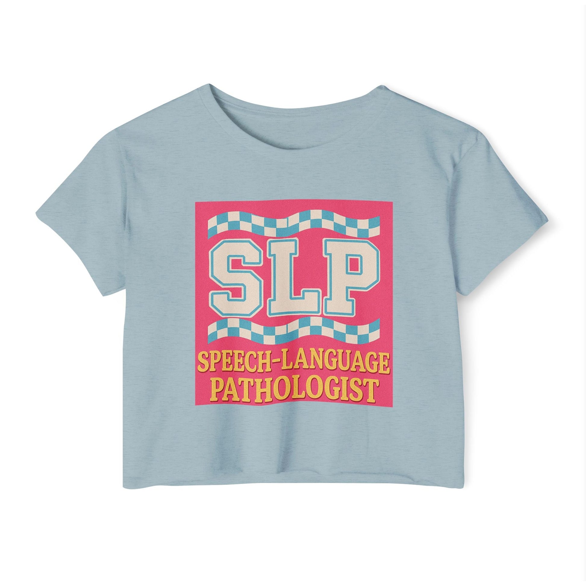 Preppy SLP Crop Top T-Shirt for Women’s Festival Fashion - XS / Stonewash Denim - T-Shirt