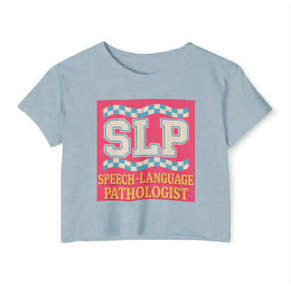 Preppy SLP Crop Top T-Shirt for Women’s Festival Fashion - XS / Stonewash Denim - T-Shirt