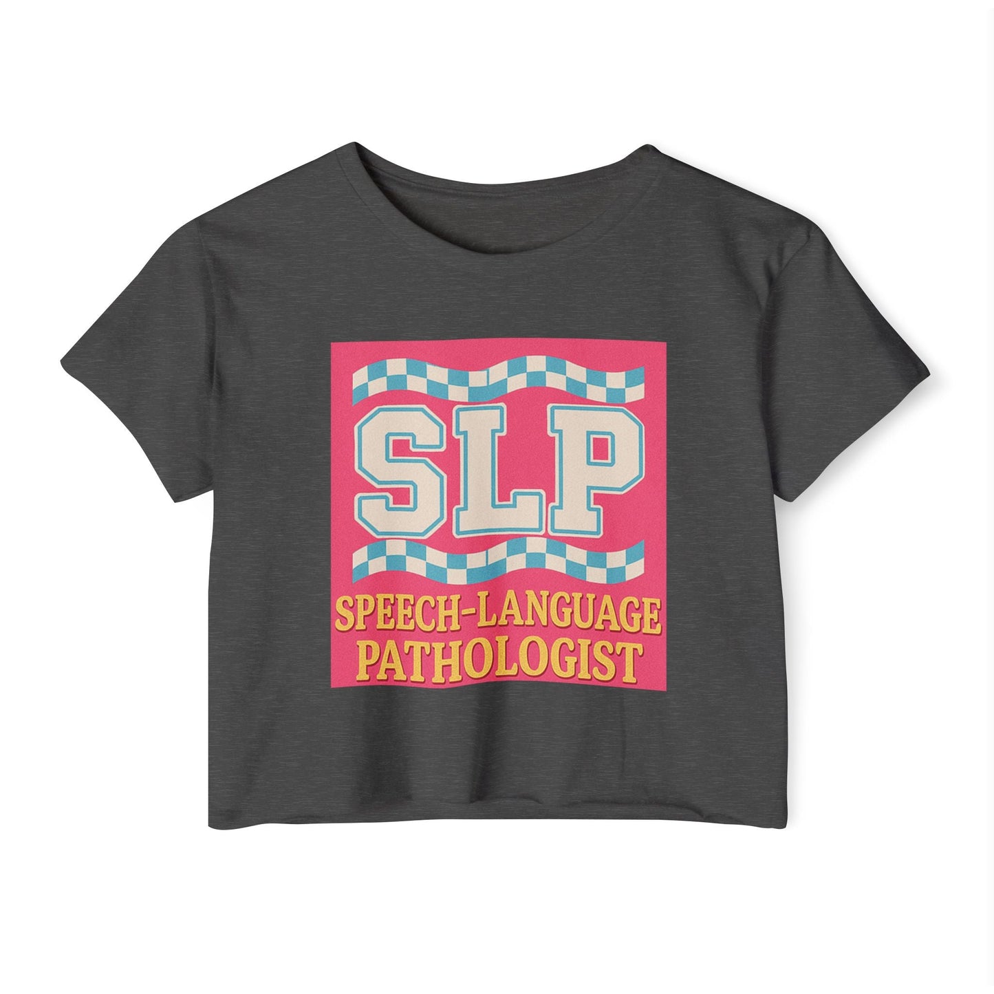 Preppy SLP Crop Top T-Shirt for Women’s Festival Fashion - XS / Charcoal - T-Shirt