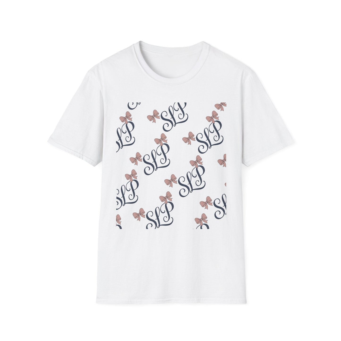 SLP Bow Tee - Softstyle T-Shirt for Speech Therapists - L / White - T-Shirt