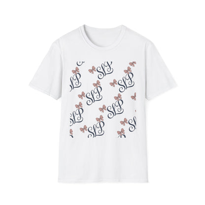 SLP Bow Tee - Softstyle T-Shirt for Speech Therapists - L / White - T-Shirt