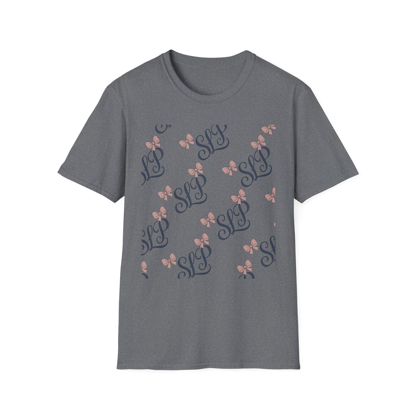 SLP Bow Tee - Softstyle T-Shirt for Speech Therapists - S / Graphite Heather - T-Shirt