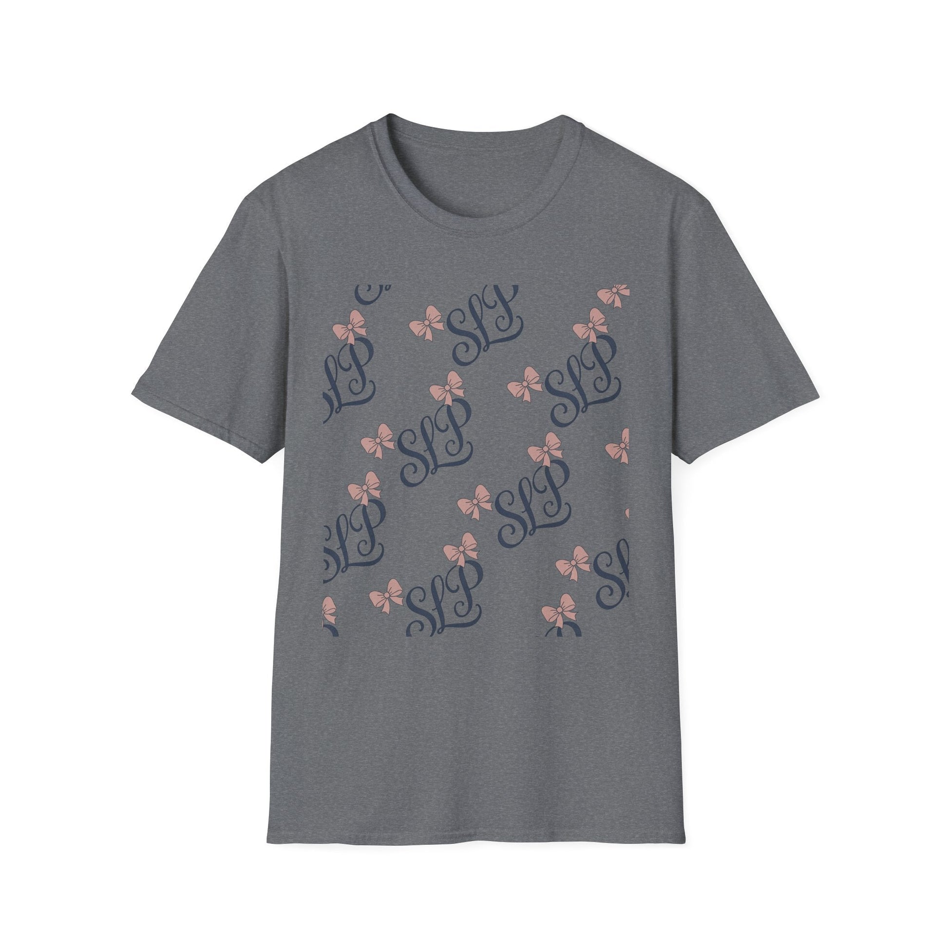 SLP Bow Tee - Softstyle T-Shirt for Speech Therapists - S / Graphite Heather - T-Shirt