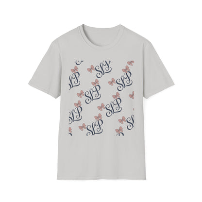 SLP Bow Tee - Softstyle T-Shirt for Speech Therapists - S / Ice Grey - T-Shirt