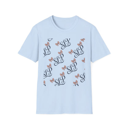 SLP Bow Tee - Softstyle T-Shirt for Speech Therapists - S / Light Blue - T-Shirt